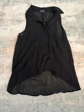 Wet Seal Black Sleeveless Hi-Low Button Front Tank
